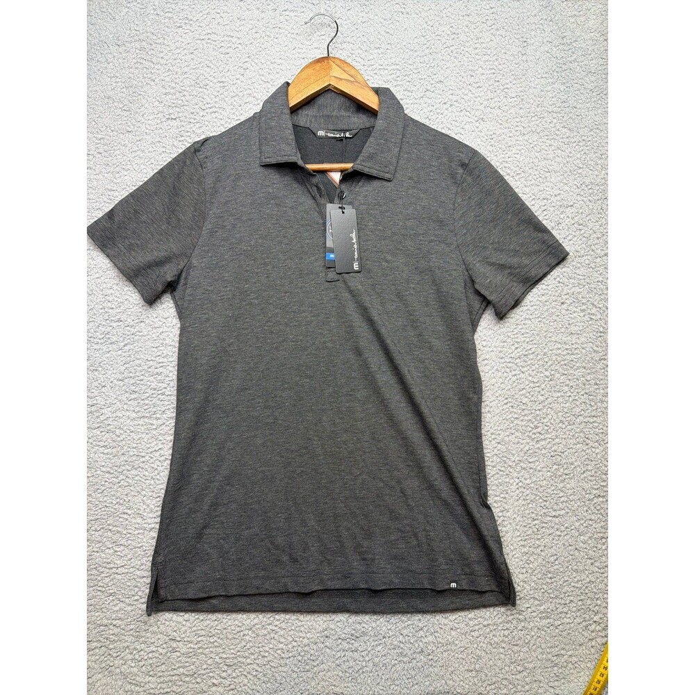 Travis Mathew Sunnyvale polo Black Heather sz med NWT lightning bolt on back